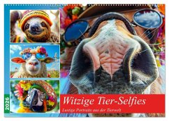 Cover Witzige Tier-Selfies. Lustige Portraits aus der Tierwelt (Wandkalender 2026 DIN A2 quer), CALVENDO Monatskalender