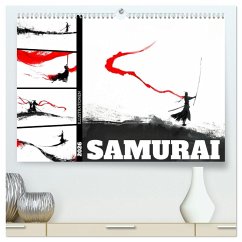 Samurai Illustrationen (hochwertiger Premium Wandkalender 2026 DIN A2 quer), Kunstdruck in Hochglanz