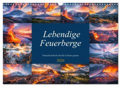 Lebendige Feuerberge - Fantastisch durch eine KI in Szene gesetzt (Wandkalender 2026 DIN A3 quer), CALVENDO Monatskalender