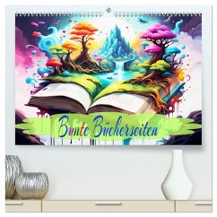 Bunte Bücherseiten (hochwertiger Premium Wandkalender 2026 DIN A2 quer), Kunstdruck in Hochglanz