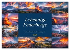 Cover Lebendige Feuerberge - Fantastisch durch eine KI in Szene gesetzt (Wandkalender 2026 DIN A2 quer), CALVENDO Monatskalender