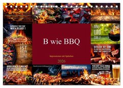 Cover B wie BBQ Impressionen mit Sprüchen (Tischkalender 2026 DIN A5 quer), CALVENDO Monatskalender
