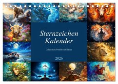 Cover Sternzeichen-Kalender - Galaktische Porträts mit Datum (Tischkalender 2026 DIN A5 quer), CALVENDO Monatskalender