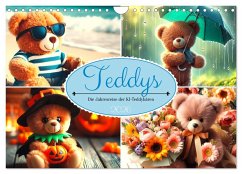 Teddys - Die Jahresreise der KI-Teddybären (Wandkalender 2026 DIN A4 quer), CALVENDO Monatskalender