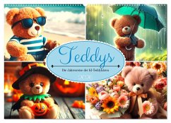 Teddys - Die Jahresreise der KI-Teddybären (Wandkalender 2026 DIN A2 quer), CALVENDO Monatskalender