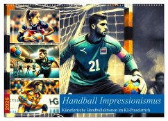 Handball Impressionismus, Künstlerische Handballaktionen im KI-Pinselstrich (Wandkalender 2026 DIN A2 quer), CALVENDO Monatskalender