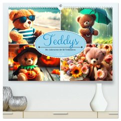 Teddys - Die Jahresreise der KI-Teddybären (hochwertiger Premium Wandkalender 2026 DIN A2 quer), Kunstdruck in Hochglanz