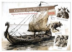 Cover Götter der Wikinger - Skizzen zur Welt der Nordischen Mythologie (Wandkalender 2026 DIN A3 quer), CALVENDO Monatskalender