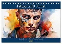 Tattoo trifft Kunst (Tischkalender 2026 DIN A5 quer), CALVENDO Monatskalender