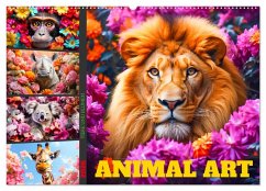 Cover Animal Art - Tiere und Blumen (Wandkalender 2026 DIN A2 quer), CALVENDO Monatskalender