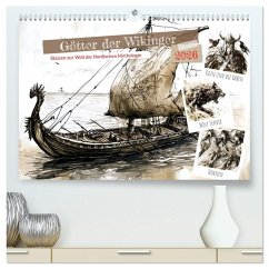 Götter der Wikinger - Skizzen zur Welt der Nordischen Mythologie (hochwertiger Premium Wandkalender 2026 DIN A2 quer), Kunstdruck in Hochglanz