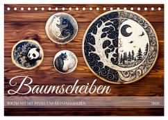 Cover Baumscheiben - Holzkunst mit Pinsel und Brandmalkolben (Tischkalender 2026 DIN A5 quer), CALVENDO Monatskalender