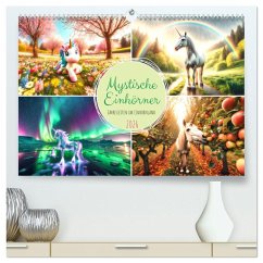 Mystische Einhörner - Jahreszeiten im Einhornland (hochwertiger Premium Wandkalender 2026 DIN A2 quer), Kunstdruck in Hochglanz