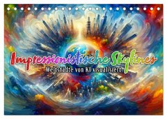 Impressionistische Skylines - Weltstädte von KI visualisiert (Tischkalender 2026 DIN A5 quer), CALVENDO Monatskalender Impressionistische Skylines - Weltstädte von KI visualisiert (Tischkalender 2026 DIN A5 quer), CALVENDO Monatskalender