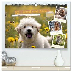 Cover KI - Hund und Katz `des Menschen bester Freund (hochwertiger Premium Wandkalender 2026 DIN A2 quer), Kunstdruck in Hochglanz