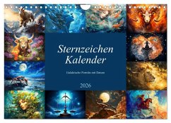 Cover Sternzeichen-Kalender - Galaktische Porträts mit Datum (Wandkalender 2026 DIN A4 quer), CALVENDO Monatskalender