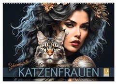 Geheimnisvolle Katzenfrauen (Wandkalender 2026 DIN A2 quer), CALVENDO Monatskalender