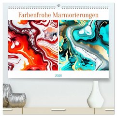 Farbenfrohe Marmorierungen (hochwertiger Premium Wandkalender 2026 DIN A2 quer), Kunstdruck in Hochglanz