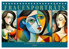 Cover Frauenporträts, kubistisch und bunt (Tischkalender 2026 DIN A5 quer), CALVENDO Monatskalender