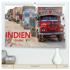 Indien Farbenfrohe LKW (hochwertiger Premium Wandkalender 2026 DIN A2 quer), Kunstdruck in Hochglanz Indien Farbenfrohe LKW (hochwertiger Premium Wandkalender 2026 DIN A2 quer), Kunstdruck in Hochglanz