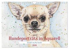 Cover Hundeporträts in Aquarell (Wandkalender 2026 DIN A4 quer), CALVENDO Monatskalender