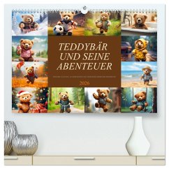 Teddybär und seine Abenteuer (hochwertiger Premium Wandkalender 2026 DIN A2 quer), Kunstdruck in Hochglanz