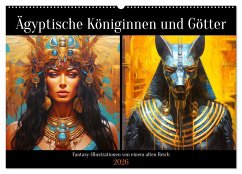 Ägyptische Königinnen und Götter. Fantasy-Illustrationen von einem alten Reich (Wandkalender 2026 DIN A2 quer), CALVENDO Monatskalender
