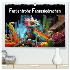 Farbenfrohe Fantasiedrachen (hochwertiger Premium Wandkalender 2026 DIN A2 quer), Kunstdruck in Hochglanz