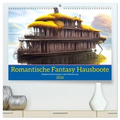 Romantische Fantasy Hausboote Magische Stimmungen in der Dämmerung (hochwertiger Premium Wandkalender 2026 DIN A2 quer), Kunstdruck in Hochglanz