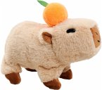 Simba 105890215 - PetZoo Capybara mit Orange auf dem Kopf, Interaktives Plüschtier, 17 cm