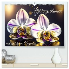 Lieblingsblumen mit goldenen Akzenten (hochwertiger Premium Wandkalender 2026 DIN A2 quer), Kunstdruck in Hochglanz