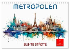 Skylines - bunte Städte (Wandkalender 2026 DIN A4 quer), CALVENDO Monatskalender