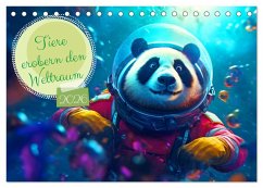 Tiere erobern den Weltraum (Tischkalender 2026 DIN A5 quer), CALVENDO Monatskalender