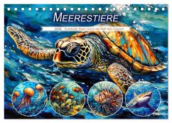 Cover Meerestiere - Kunstvolle Reise durch die Welt der Ozeane (Tischkalender 2026 DIN A5 quer), CALVENDO Monatskalender