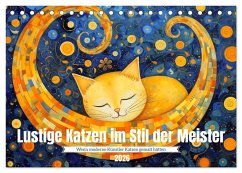 Lustige Katzen im Stil der Meister (Tischkalender 2026 DIN A5 quer), CALVENDO Monatskalender