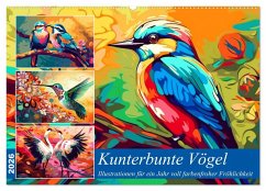 Kunterbunte Vögel (Wandkalender 2026 DIN A2 quer), CALVENDO Monatskalender
