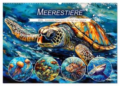 Cover Meerestiere - Kunstvolle Reise durch die Welt der Ozeane (Wandkalender 2026 DIN A2 quer), CALVENDO Monatskalender