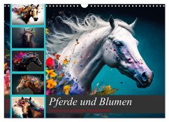 Pferde und Blumen (Wandkalender 2026 DIN A3 quer), CALVENDO Monatskalender