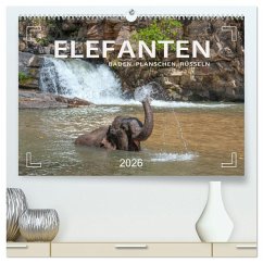Cover Elefanten - Baden, Planschen, Rüsseln (hochwertiger Premium Wandkalender 2026 DIN A2 quer), Kunstdruck in Hochglanz
