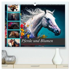 Pferde und Blumen (hochwertiger Premium Wandkalender 2026 DIN A2 quer), Kunstdruck in Hochglanz