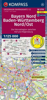 Cover KOMPASS Großraum Fahrradkarte 3710 Bayern Nord, Baden-Württemberg Nord/Ost 1:125.000