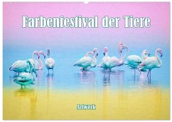 Cover Farbenfestival der Tiere - Artwork (Wandkalender 2026 DIN A2 quer), CALVENDO Monatskalender