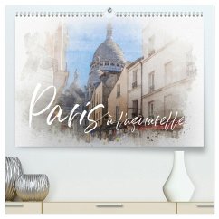 Paris à l'aquarelle (hochwertiger Premium Wandkalender 2026 DIN A2 quer), Kunstdruck in Hochglanz