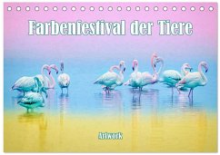 Cover Farbenfestival der Tiere - Artwork (Tischkalender 2026 DIN A5 quer), CALVENDO Monatskalender