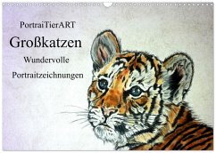 Cover PortraiTierART Großkatzen - Wundervolle Portraitzeichnungen (Wandkalender 2026 DIN A3 quer), CALVENDO Monatskalender
