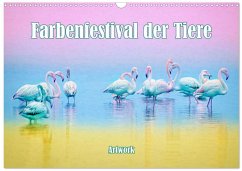 Cover Farbenfestival der Tiere - Artwork (Wandkalender 2026 DIN A3 quer), CALVENDO Monatskalender