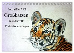 Cover PortraiTierART Großkatzen - Wundervolle Portraitzeichnungen (Tischkalender 2026 DIN A5 quer), CALVENDO Monatskalender