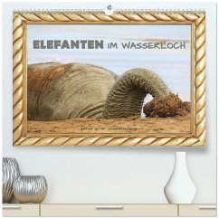 Elefanten im Wasserloch (hochwertiger Premium Wandkalender 2026 DIN A2 quer), Kunstdruck in Hochglanz Elefanten im Wasserloch (hochwertiger Premium Wandkalender 2026 DIN A2 quer), Kunstdruck in Hochglanz