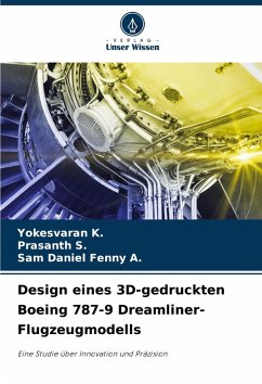 Cover Design eines 3D-gedruckten Boeing 787-9 Dreamliner-Flugzeugmodells