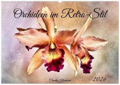 Cover Orchideen im Retro-Stil (Wandkalender 2026 DIN A2 quer), CALVENDO Monatskalender